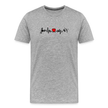 Fréquence cardiaque cardio Scorpion Sagittaire - T-shirt bio Premium Homme - gris chiné - Devant - Damien (186cm)