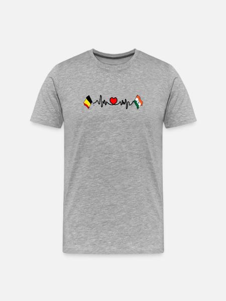Cardio heart Flag Belgium, flag India - Men's Premium Organic T-Shirt - heather grey