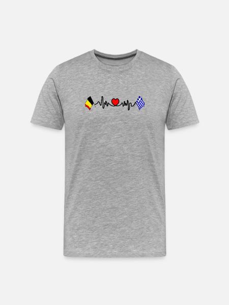 Cardio heart Flag Belgium, flag Greece - Men's Premium Organic T-Shirt - heather grey