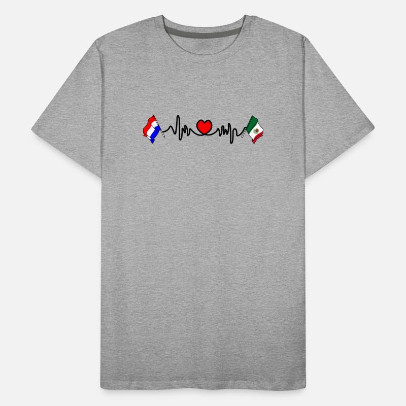 Cardio heart Drapeau Pays-Bas, drapeau Mexique T-shirt bio Premium Homme