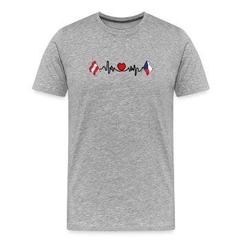 Cardio heart Drapeau Autriche, drapeau République tchèque - T-shirt bio Premium Homme - gris chiné - Devant - Damien (186cm)