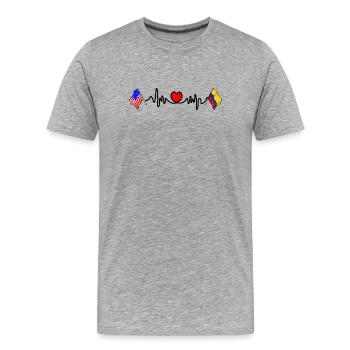 Cardio Heart Flag États-Unis, Colombie - T-shirt bio Premium Homme - gris chiné - Devant - Damien (186cm)