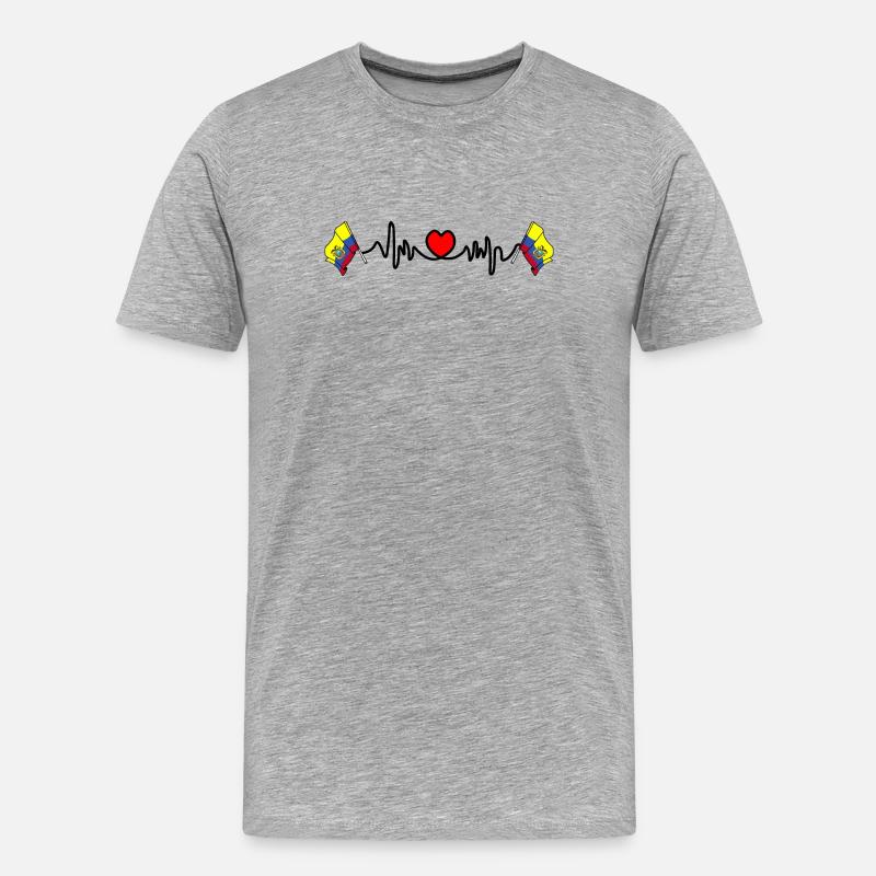 Herzfrequenz-Cardio für Ecuador - Männer Premium Bio T-Shirt - Grau meliert