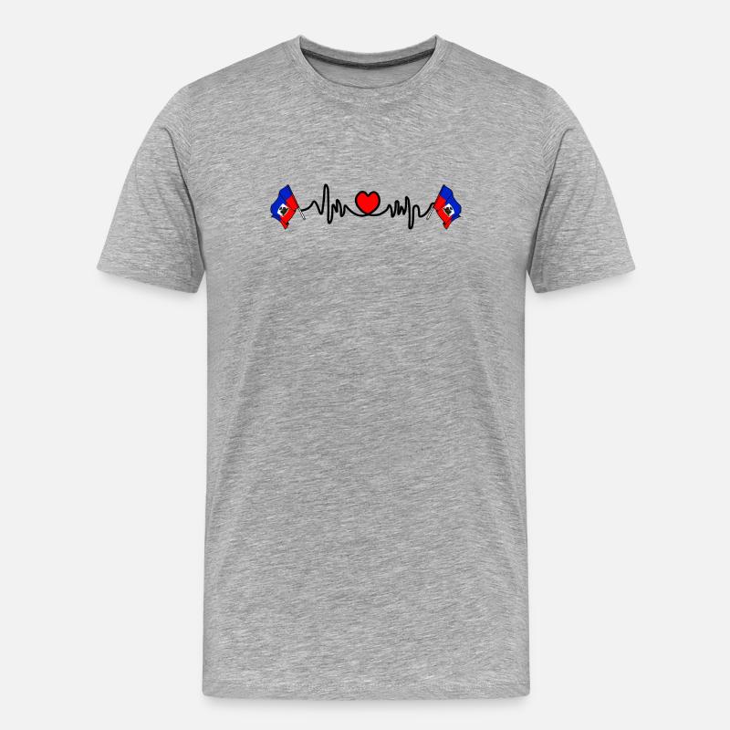 Herzfrequenz-Cardio für Haiti - Männer Premium Bio T-Shirt - Grau meliert