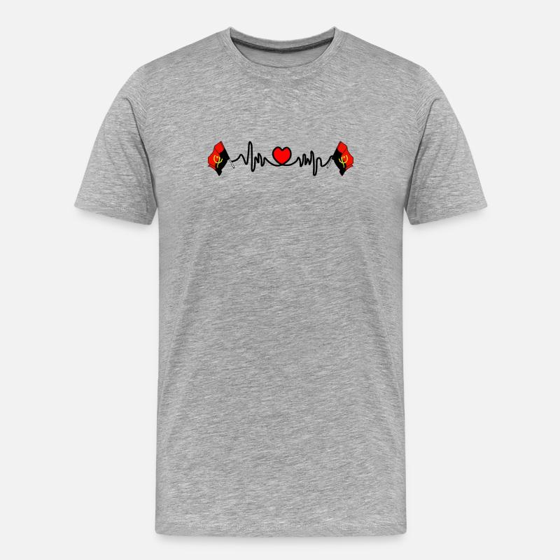 Herzfrequenz-Cardio für Angola - Männer Premium Bio T-Shirt - Grau meliert