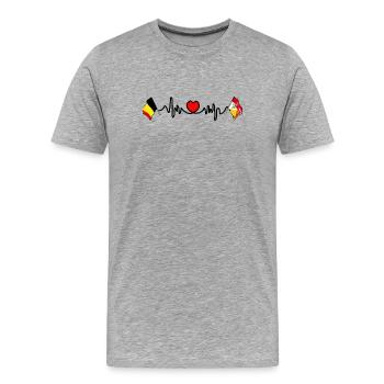 Cardio coeur Drapeau Belgique et drapeau Liège - T-shirt bio Premium Homme - gris chiné - Devant - Damien (186cm)