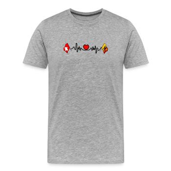 Cardio heart Flag Switzerland, Canton or Geneva - Men's Premium Organic T-Shirt - heather grey - Front - Damien (186cm)