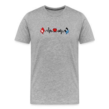 Cardio cardio Drapeau Suisse et drapeau Argovie - T-shirt bio Premium Homme - gris chiné - Devant - Damien (186cm)
