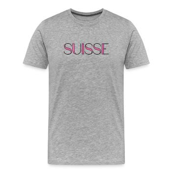 SCHWEIZ. LAND. GENF. SCHWEIZ. HUMOR. LAND - Männer Premium Bio T-Shirt - Grau meliert - Vorne - Damien (186cm)