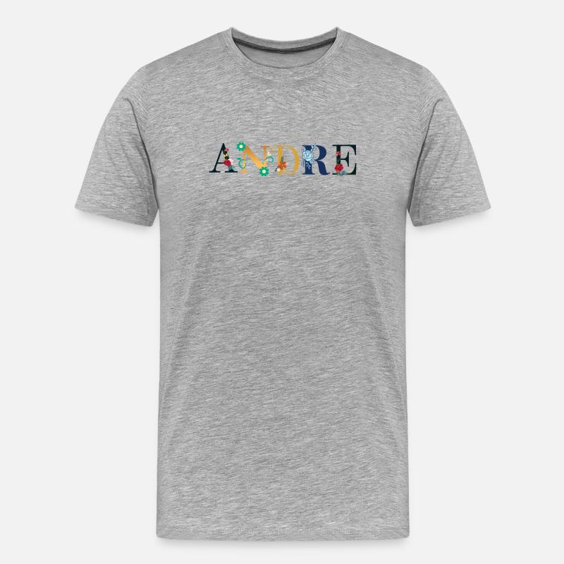 ANDRE Name mit Blumen geschmückt - Männer Premium Bio T-Shirt - Grau meliert
