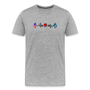 Cardio heart with USA flag and South Dakota flag - Men's Premium Organic T-Shirt - heather grey - Front - Damien (186cm)