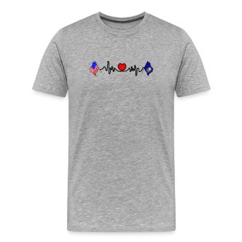 Cardio-Herz mit USA-Flagge und New Hampshire-Flagge - Männer Premium Bio T-Shirt - Grau meliert - Vorne - Damien (186cm)