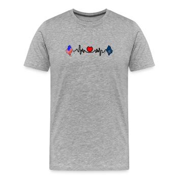 Cardio heart with USA flag and North Dakota flag - Men's Premium Organic T-Shirt - heather grey - Front - Damien (186cm)