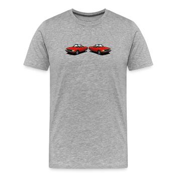 Rotes Cabrio-Duo: Klassische Zweisitzer - Männer Premium Bio T-Shirt - Grau meliert - Vorne - Damien (186cm)