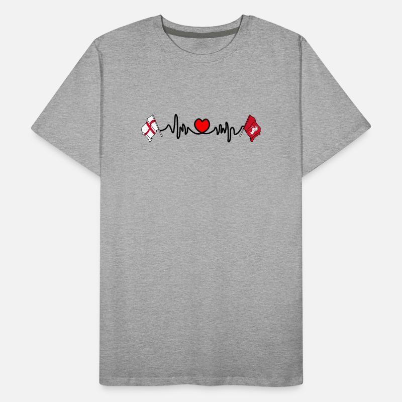 Drapeau du Kent + Battement de cœur + Drapeau de l’Angleterre T-shirt bio Premium Homme