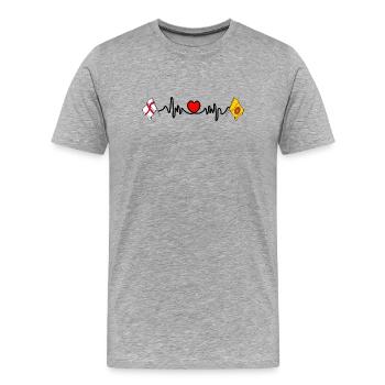 Lancashire & England Heart Rate - Men's Premium Organic T-Shirt - heather grey - Front - Damien (186cm)