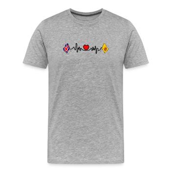 Lancashire & UK Heart Rate - Men's Premium Organic T-Shirt - heather grey - Front - Damien (186cm)
