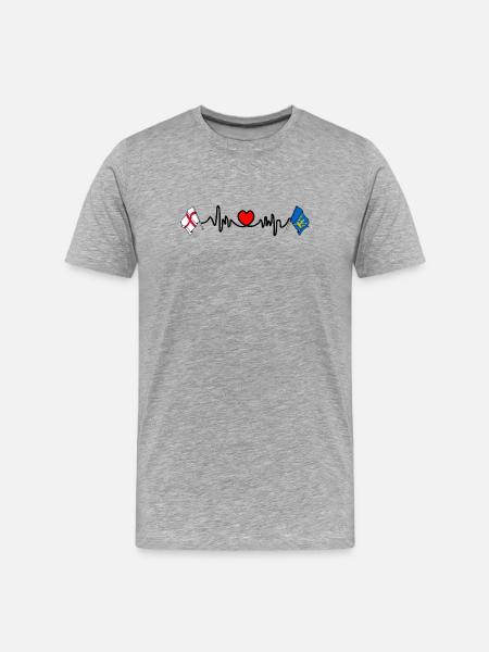 Suffolk & England Heartbeat - Men's Premium Organic T-Shirt - heather grey