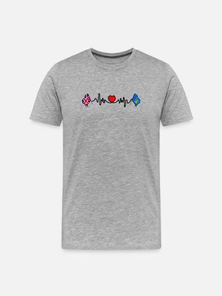 Suffolk & Great Britain Heartbeat - Men's Premium Organic T-Shirt - heather grey