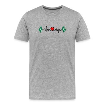 Devon-Flagge mit Herzschlag - Männer Premium Bio T-Shirt - Grau meliert - Vorne - Damien (186cm)