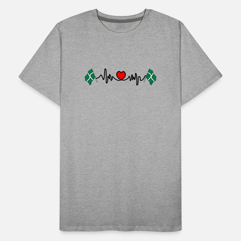 Drapeau du Devon avec battement de cœur T-shirt bio Premium Homme