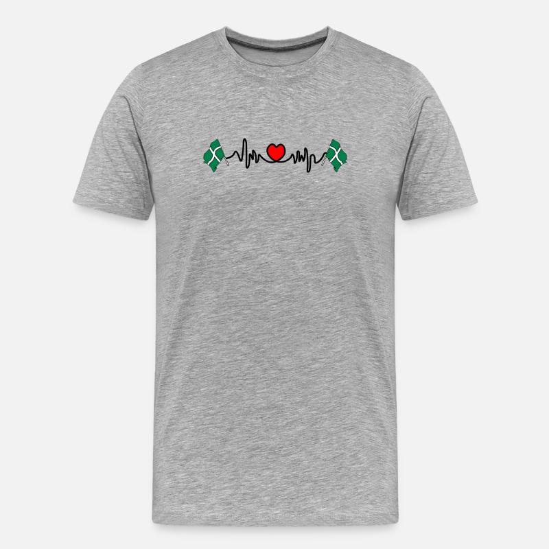 Devon-Flagge mit Herzschlag - Männer Premium Bio T-Shirt - Grau meliert