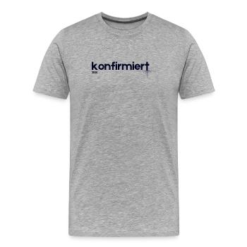 Confirmation 2026 – Chemise moderne Gift I - T-shirt bio Premium Homme - gris chiné - Devant - Damien (186cm)