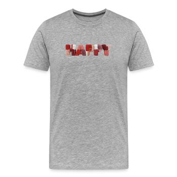 Happy Patchwork Design Stoffflicken Look - Männer Premium Bio T-Shirt - Grau meliert - Vorne - Damien (186cm)