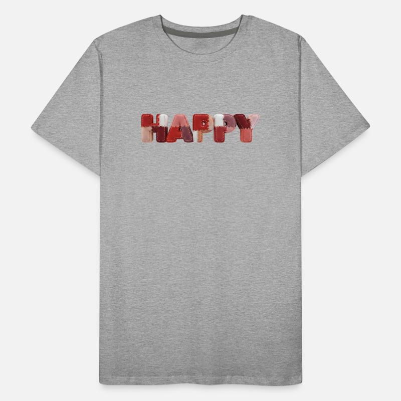 Happy Patchwork Design Stoffflicken Look Männer Premium Bio T-Shirt