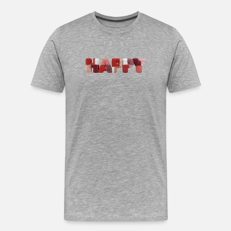 Happy Patchwork Design Stoffflicken Look - Männer Premium Bio T-Shirt - Grau meliert