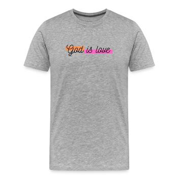 Gott ist Liebe - Männer Premium Bio T-Shirt - Grau meliert - Vorne - Damien (186cm)