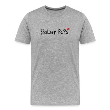 Stolzer Papa Geschenk - Männer Premium Bio T-Shirt - Grau meliert - Vorne - Damien (186cm)