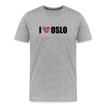 I love Oslo Norwegen - Männer Premium Bio T-Shirt - Grau meliert - Vorne - Damien (186cm)