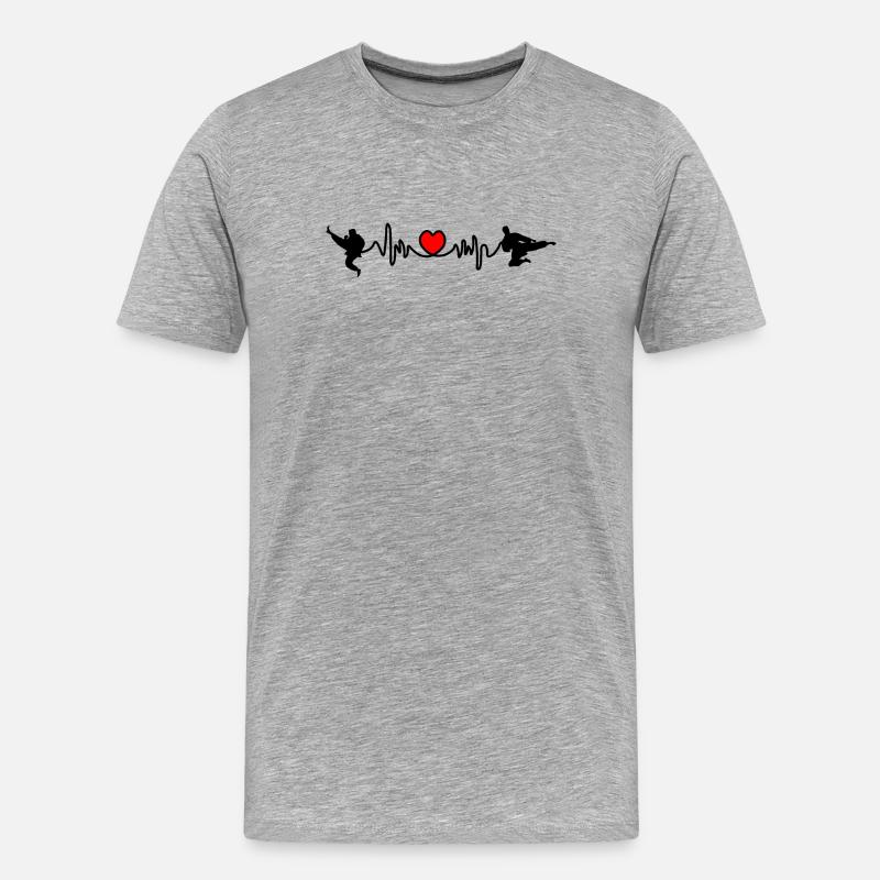 Karate Cardio oder Herzfrequenz mit Karate-Kicks - Männer Premium Bio T-Shirt - Grau meliert