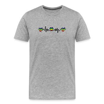 Homo Herzschlag Cardio - Männer Premium Bio T-Shirt - Grau meliert - Vorne - Damien (186cm)