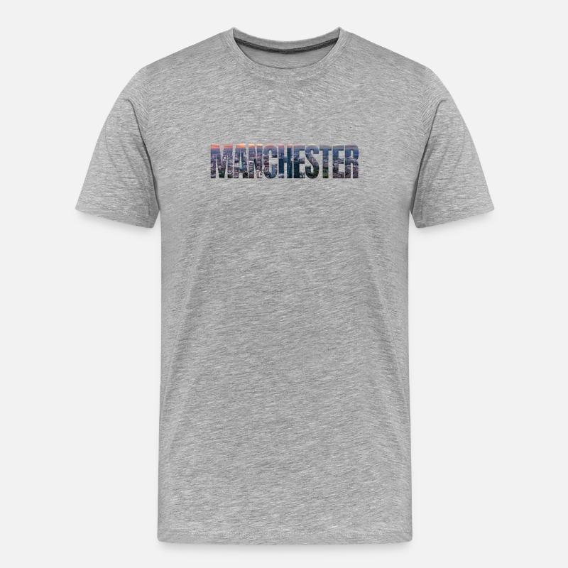 Manchester Skyline in Textfassade - Männer Premium Bio T-Shirt - Grau meliert