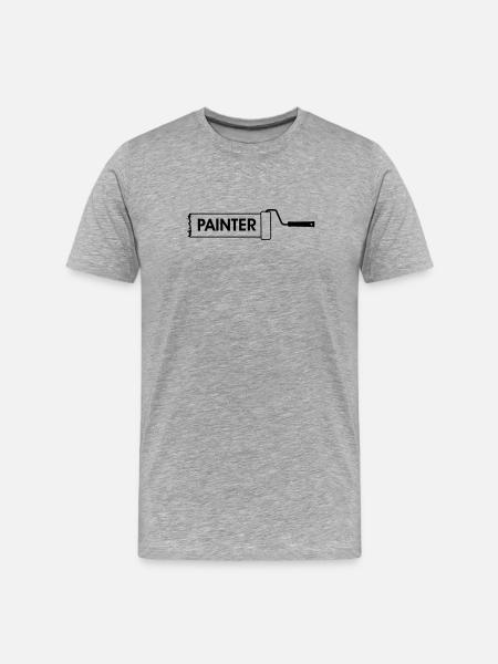 Farbroller transparent mit Text 'PAINTER' - Männer Premium Bio T-Shirt - Grau meliert
