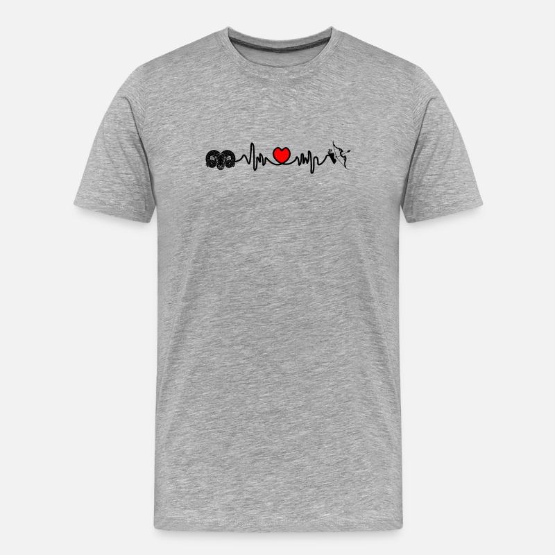 Herzfrequenz Cardio Widder Schütze - Männer Premium Bio T-Shirt - Grau meliert