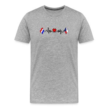 Cardio heart avec drapeau des Pays-Bas et drapeau de la République tchèque - T-shirt bio Premium Homme - gris chiné - Devant - Damien (186cm)