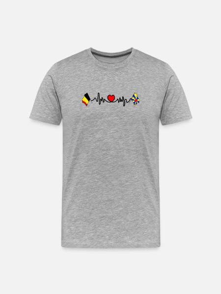 Cardio heart flag Belgium, West Flanders - Men's Premium Organic T-Shirt - heather grey