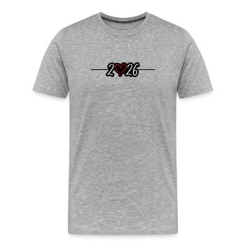 2026 Herz - Männer Premium Bio T-Shirt - Grau meliert - Vorne - Damien (186cm)