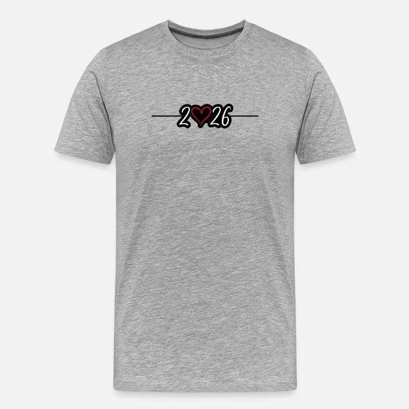 2026 Herz - Männer Premium Bio T-Shirt - Grau meliert