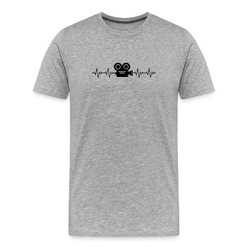 Video Video Camera Videographer ECG Heartbeat - Men's Premium Organic T-Shirt - heather grey - Front - Damien (186cm)