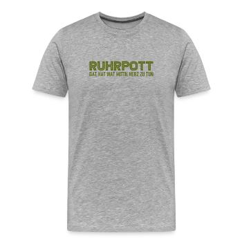Ruhrpott - Dat hat wat mittn Herz zu tun - Zeche - Männer Premium Bio T-Shirt - Grau meliert - Vorne - Damien (186cm)