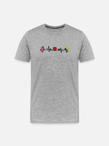 Durham & UK Heart Rate - Men's Premium Organic T-Shirt - heather grey