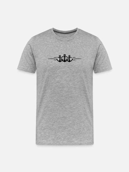 Anker Symbol Linie - Männer Premium Bio T-Shirt - Grau meliert