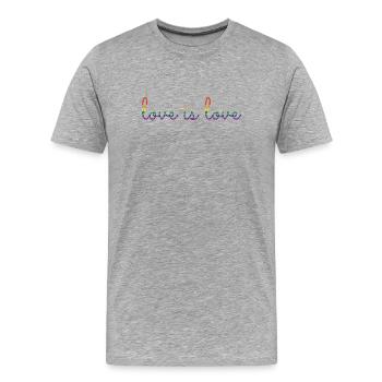 Love is love - T-shirt bio Premium Homme - gris chiné - Devant - Damien (186cm)
