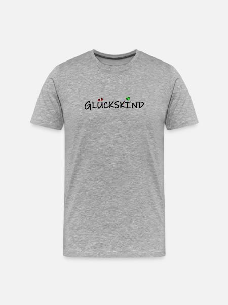 glückskind (schwarz) - Männer Premium Bio T-Shirt - Grau meliert