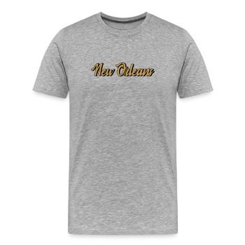 Écriture vintage Gold de La Nouvelle-Orléans - T-shirt bio Premium Homme - gris chiné - Devant - Damien (186cm)