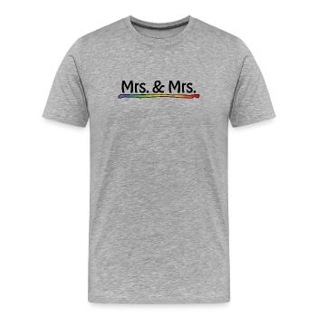 Mariage lesbien - Rainbow Mrs et Mrs - T-shirt bio Premium Homme - gris chiné - Devant - Damien (186cm)